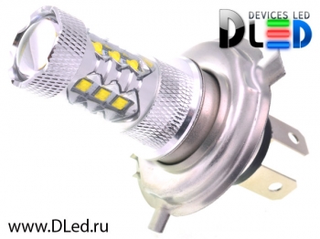   Лампа светодиодная H4 - 16 CREE + Линза