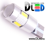   Лампа светодиодная T10 - W5W - 6 SMD 5630 + Линза (с обманкой)