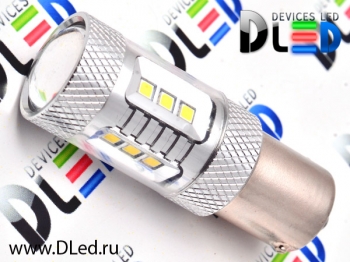   Лампа светодиодная 1156 - P21W - S25 - BA15s - 15 SMD2323 + Линза