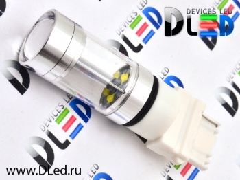   Лампа светодиодная W27W - T25 - 3156 - W3х16d - 8 CREE + Линза