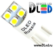   Лампа светодиодная T10 - W5W - 4 SMD 3528 односторонняя