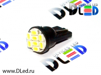   Лампа светодиодная T10 - W5W - 8 SMD 1210 Black